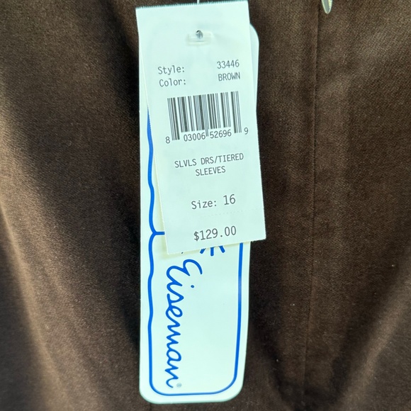 NWT - Florence Eiseman Brown Velvet Dress w/Tiered Sleeves - Girls 16 - Picture 4 of 10